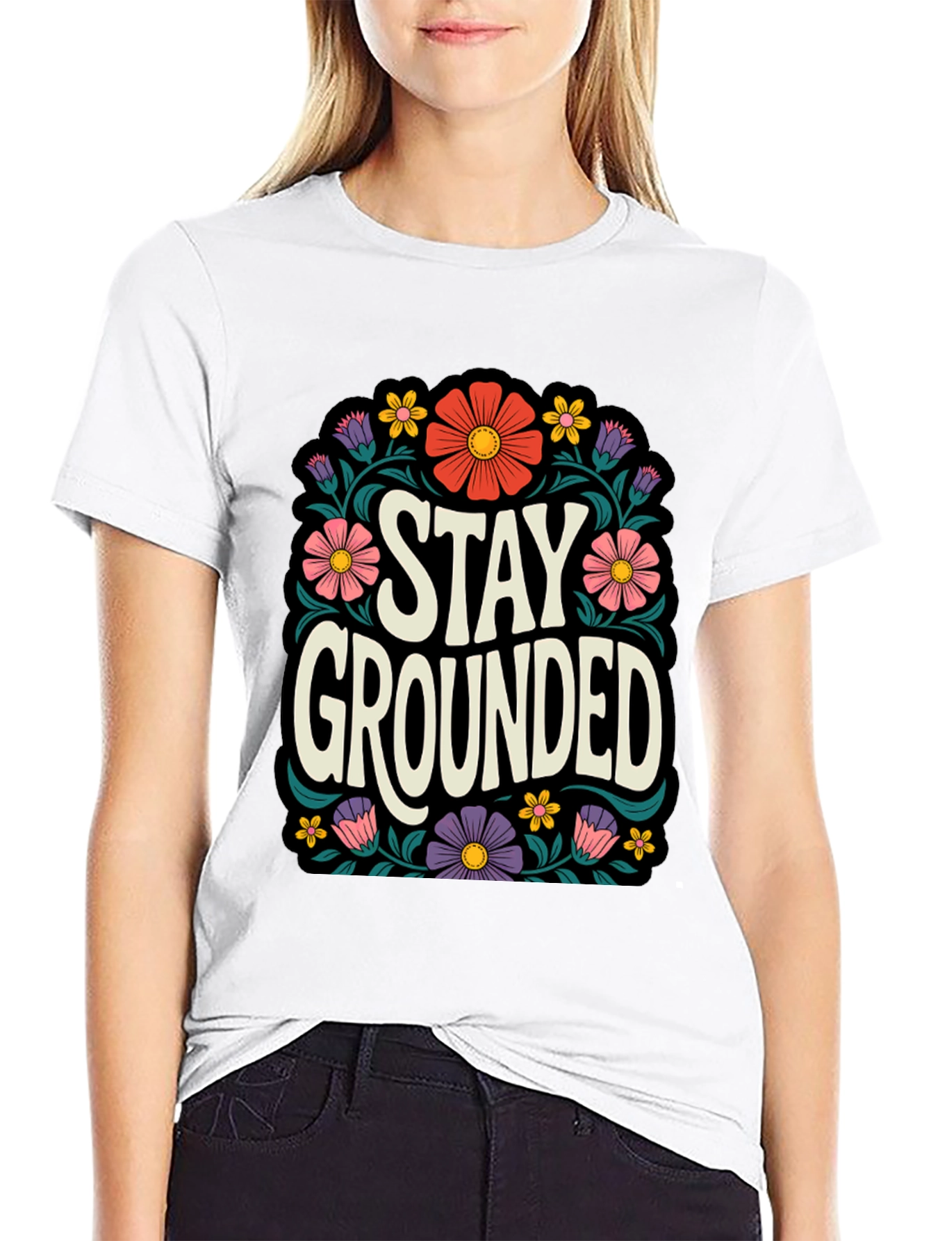 Stay Grounded Floral Graphic Tee