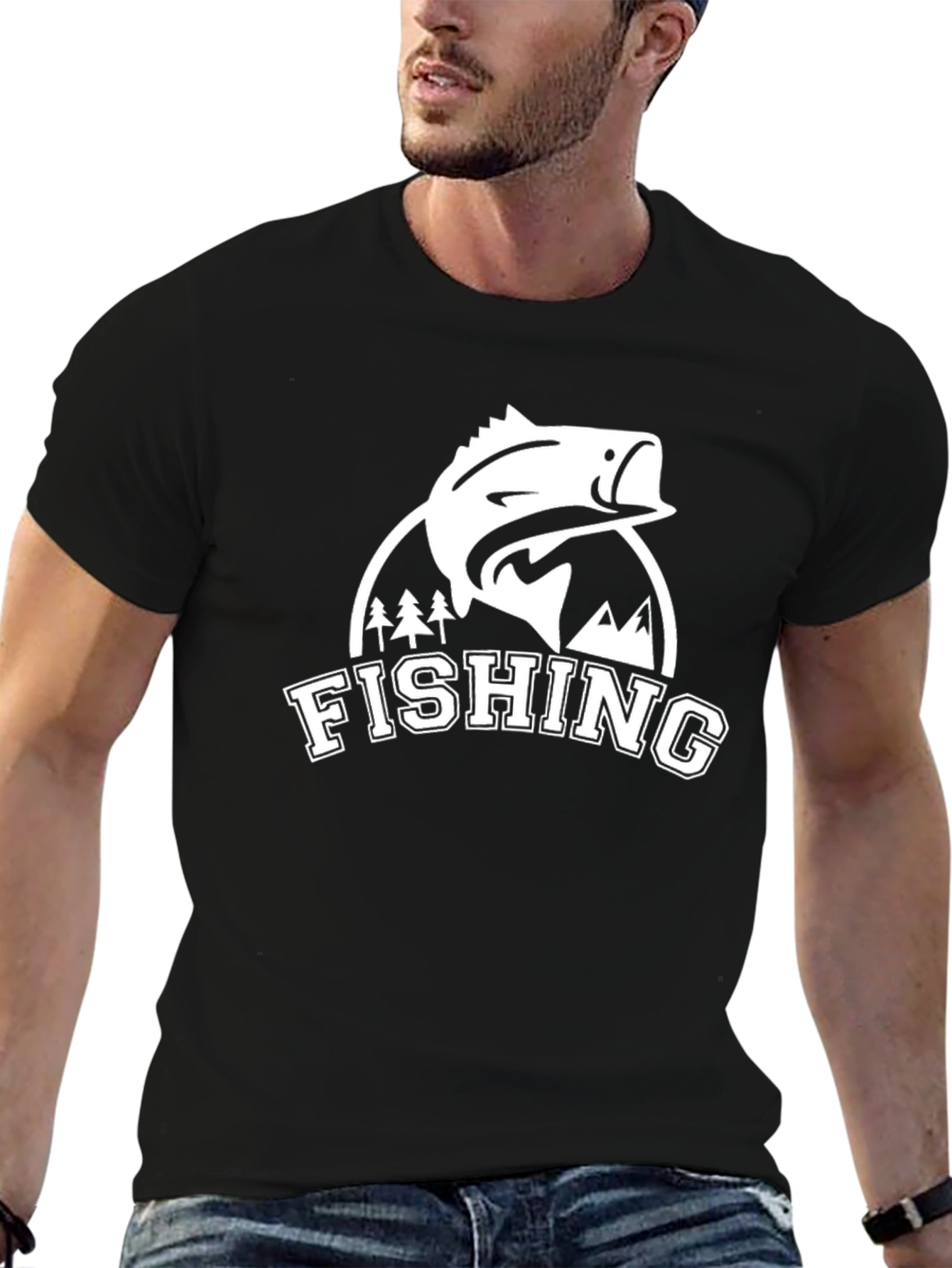 Mens Fishing Graphic Tee - Black
