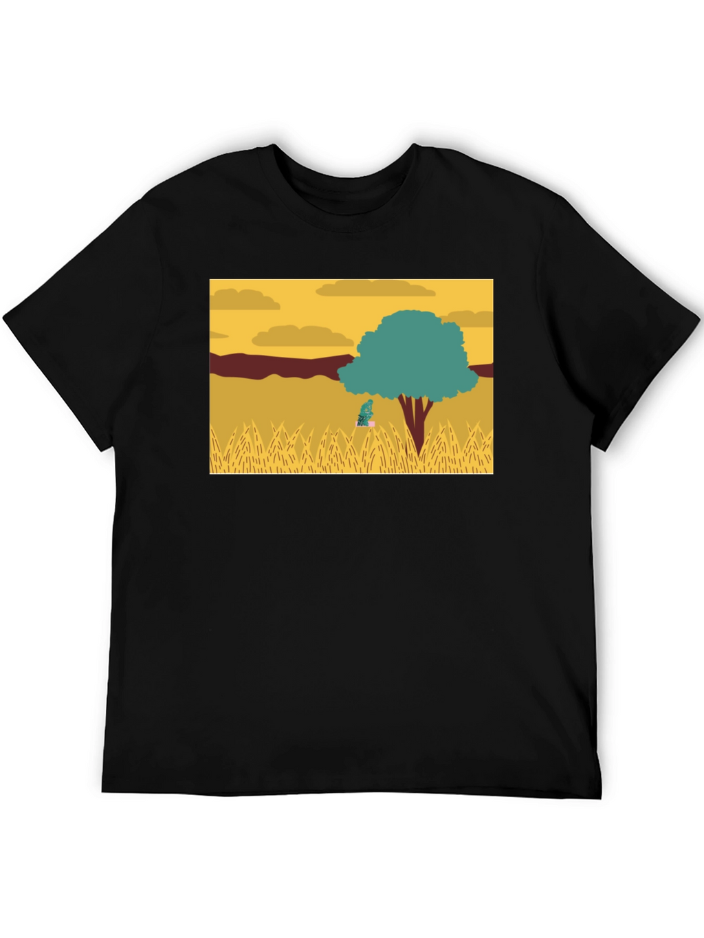 Nature Scene Graphic Tee - Black Casual Shirt