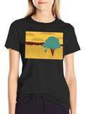 Nature Scene Graphic Tee - Black Casual Shirt