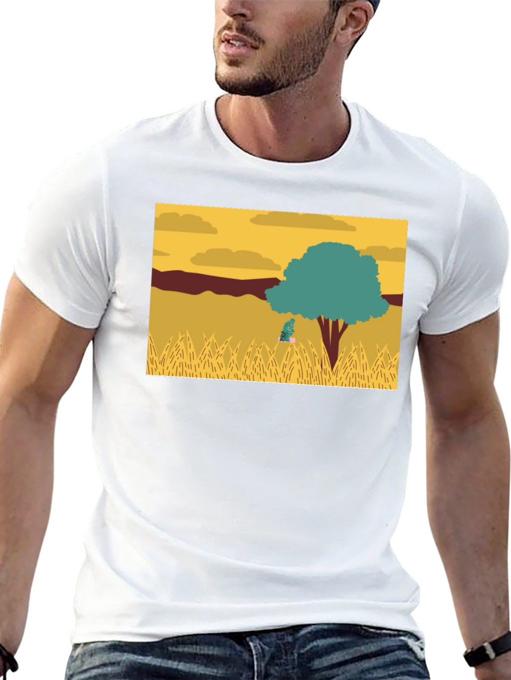 Nature Scene Graphic Tee - Black Casual Shirt