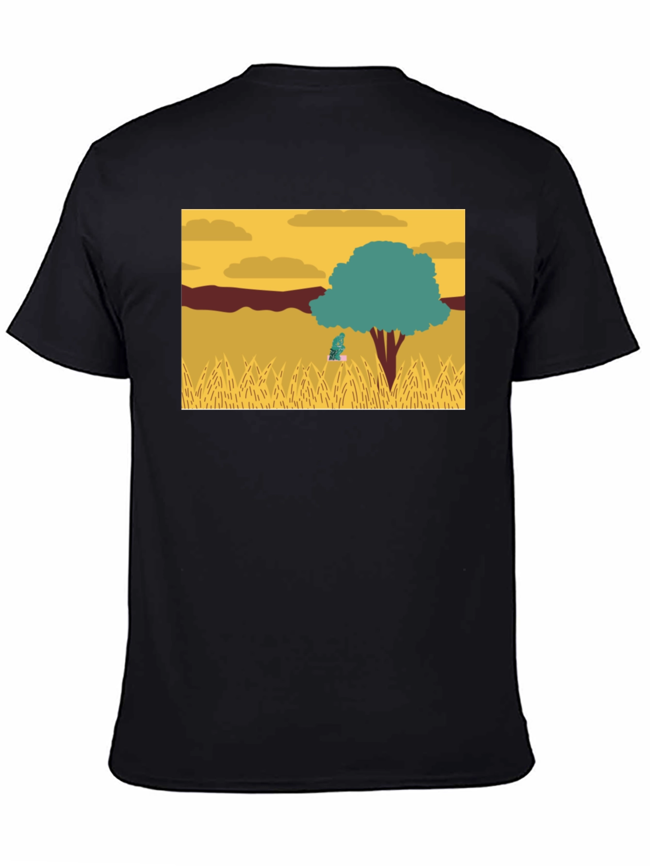 Nature Scene Graphic Tee - Black Casual Shirt