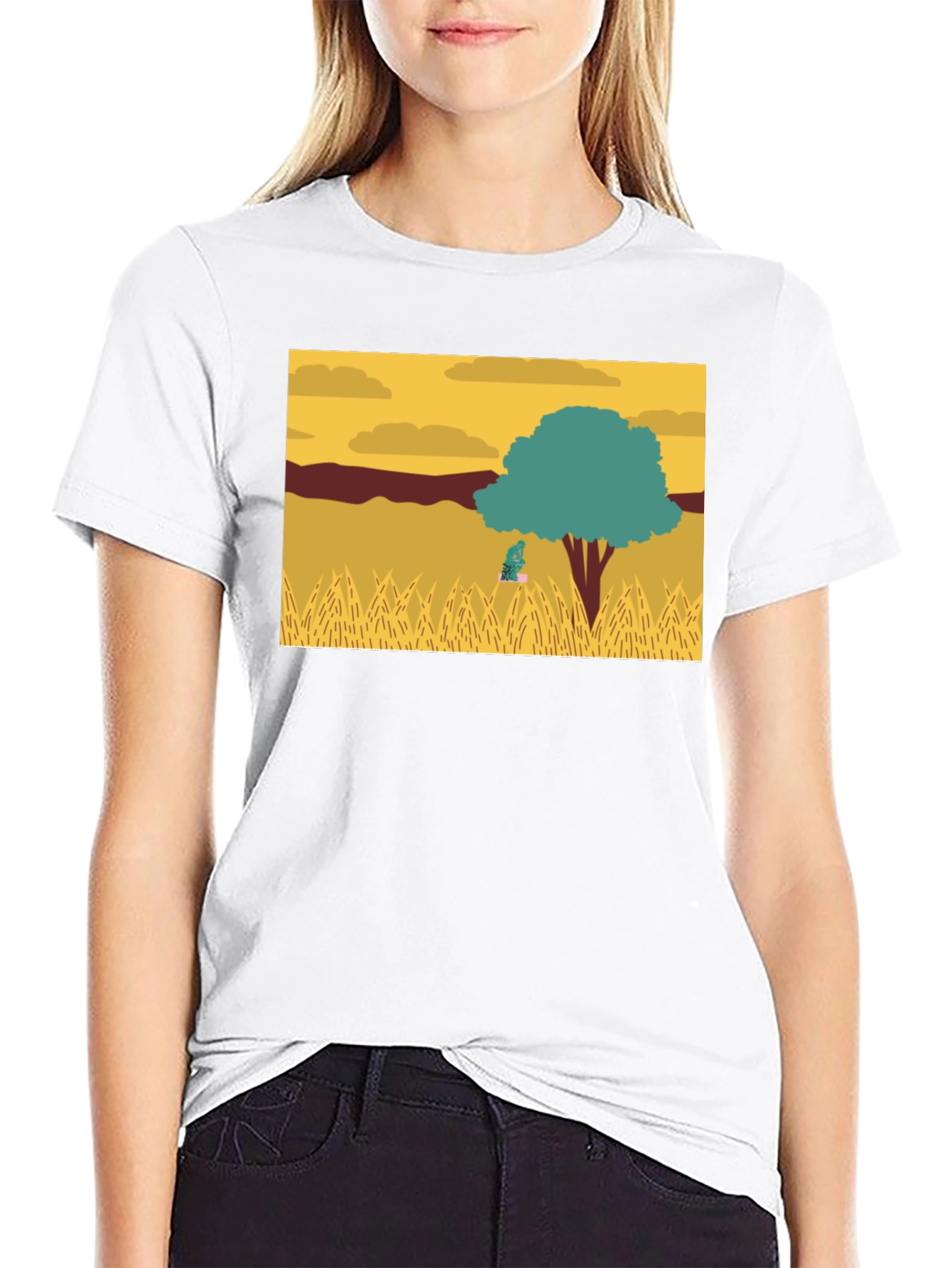 Nature Scene Graphic Tee - Black Casual Shirt