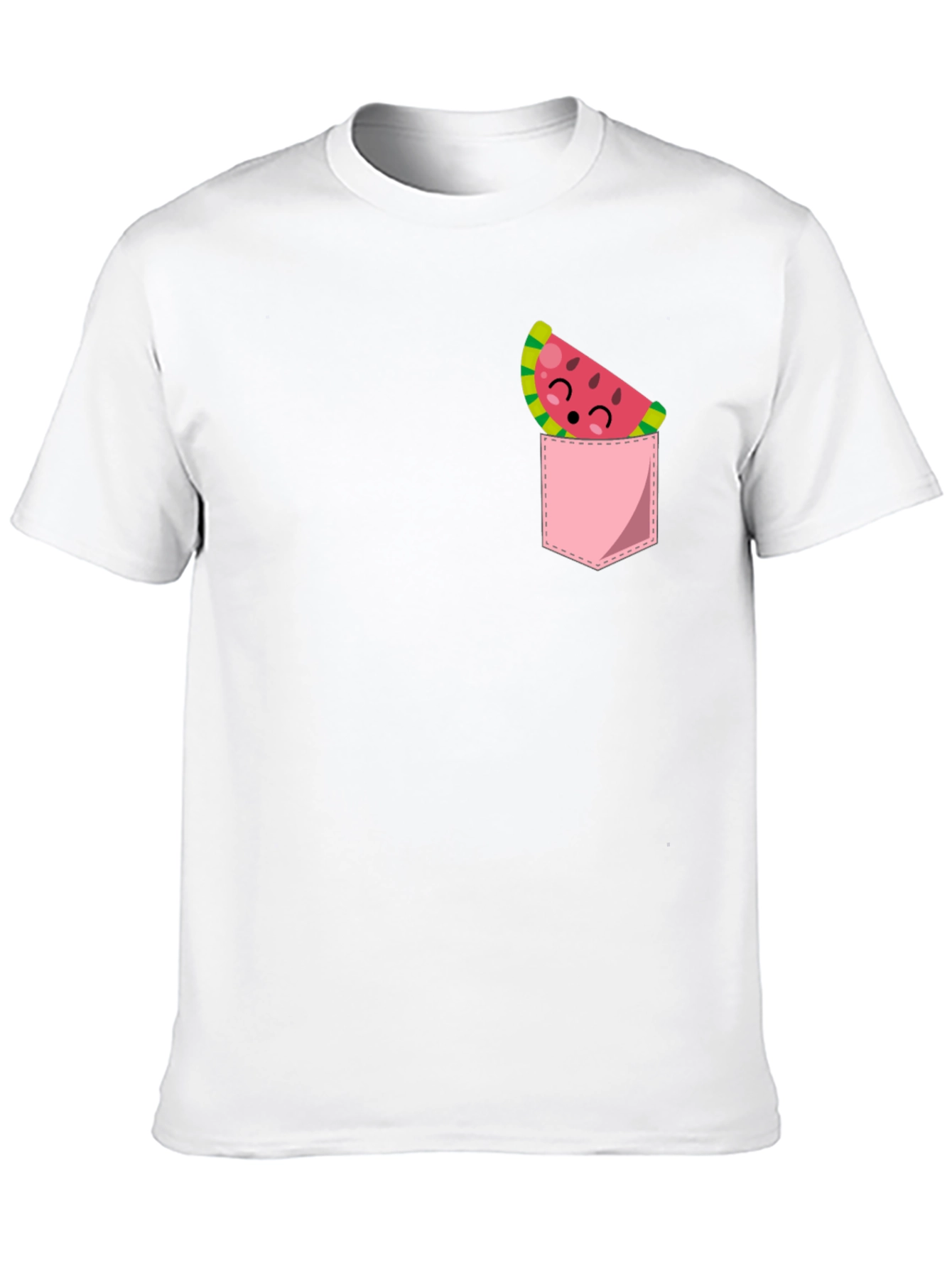 Cute Watermelon Pocket Black T-Shirt