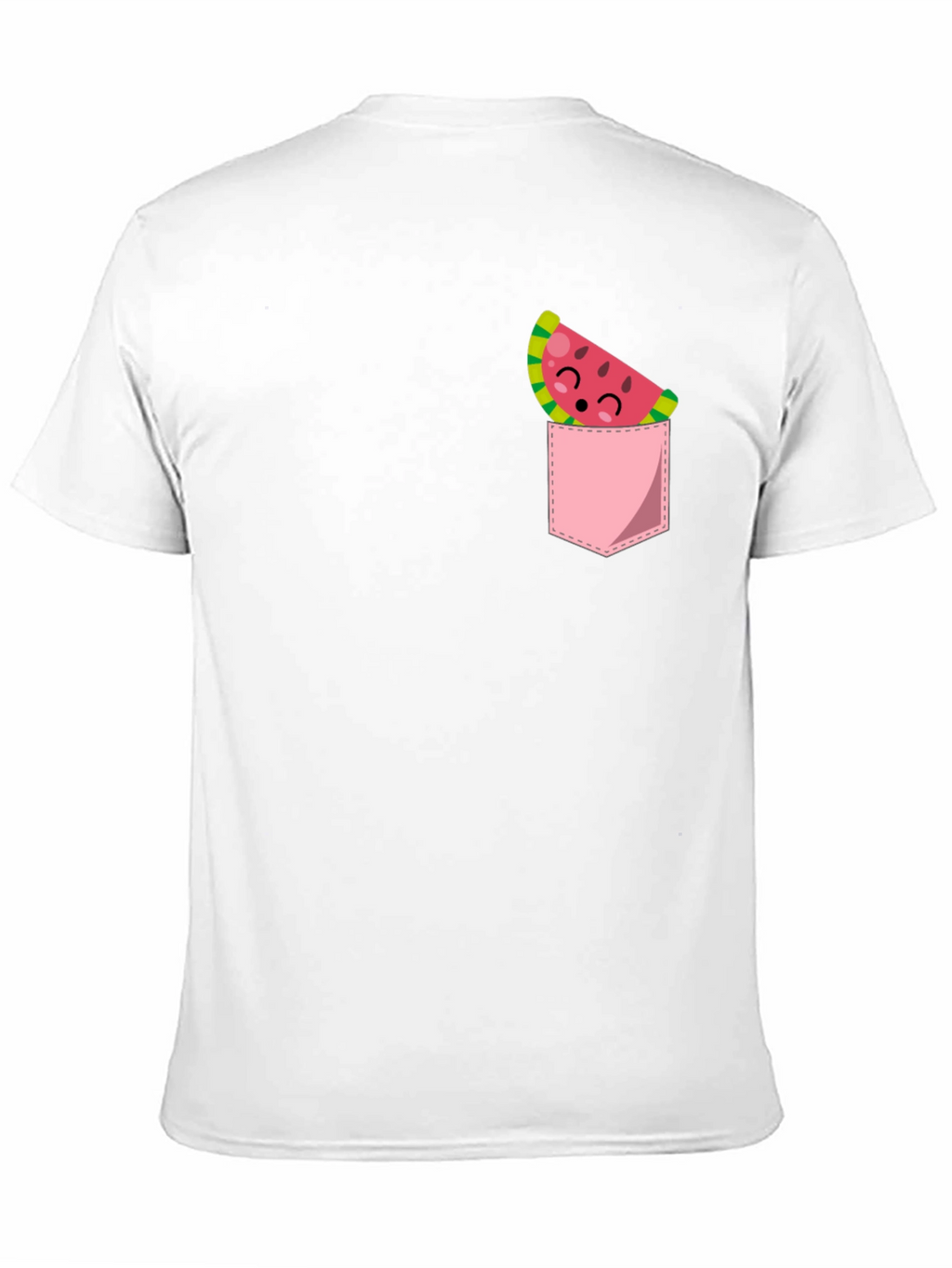 Cute Watermelon Pocket Black T-Shirt