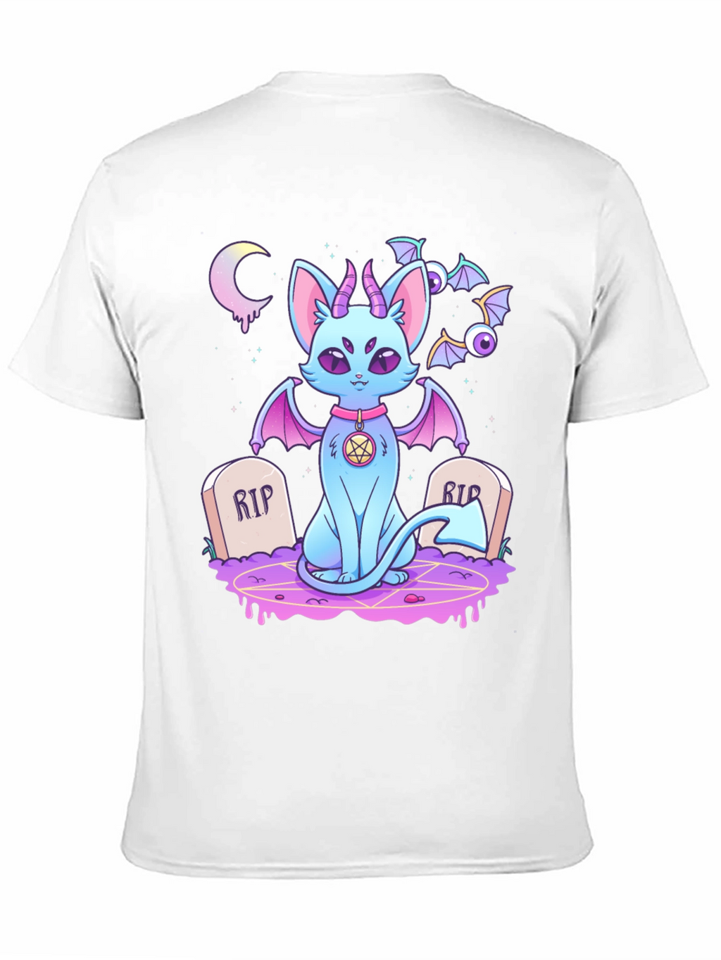 Gothic Cartoon Cat Graphic T-Shirt