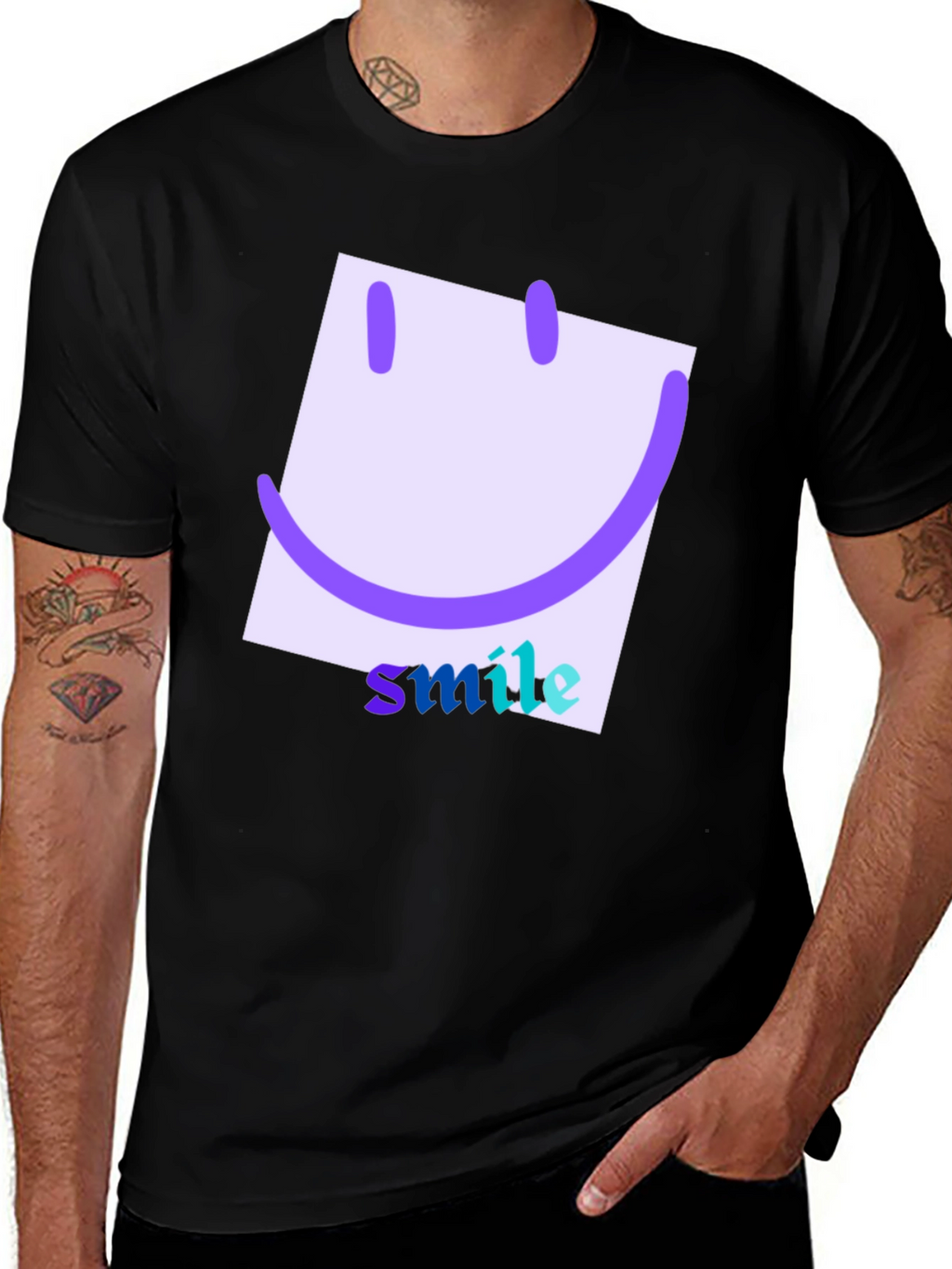 Smile Graphic Tee - Fun & Casual Black T-Shirt