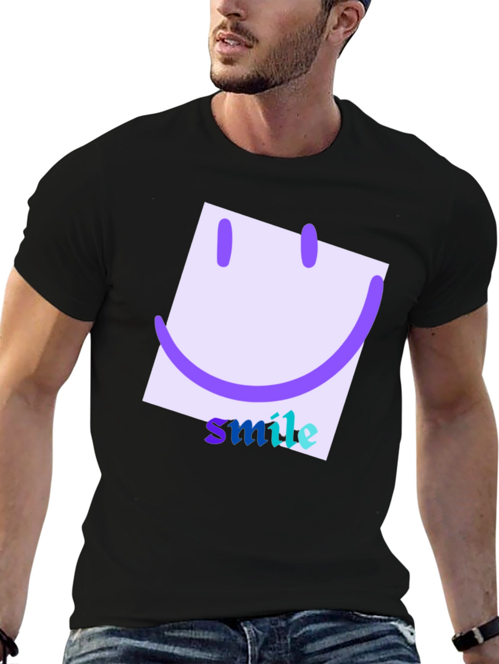 Smile Graphic Tee - Fun & Casual Black T-Shirt