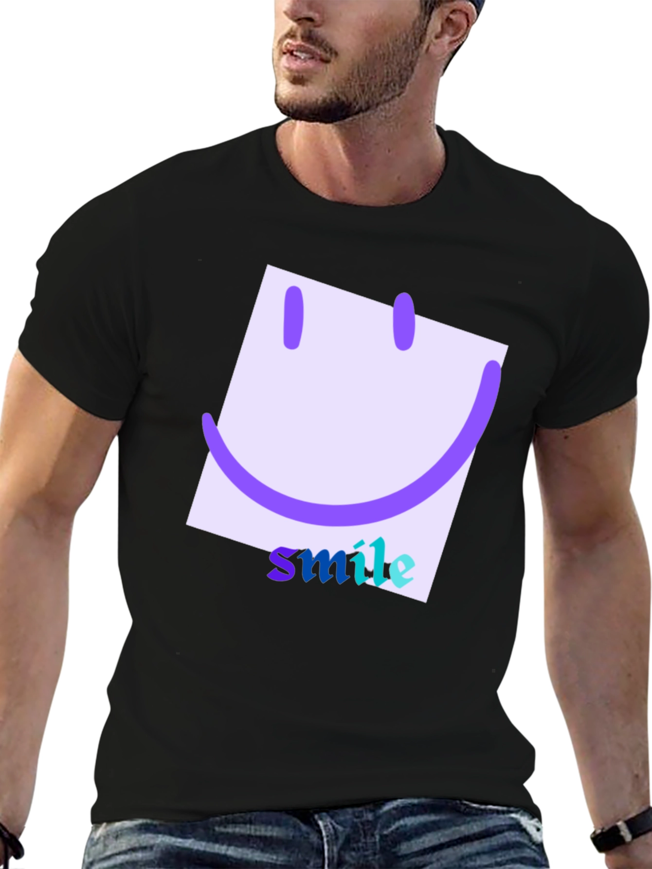 Smile Graphic Tee - Fun & Casual Black T-Shirt