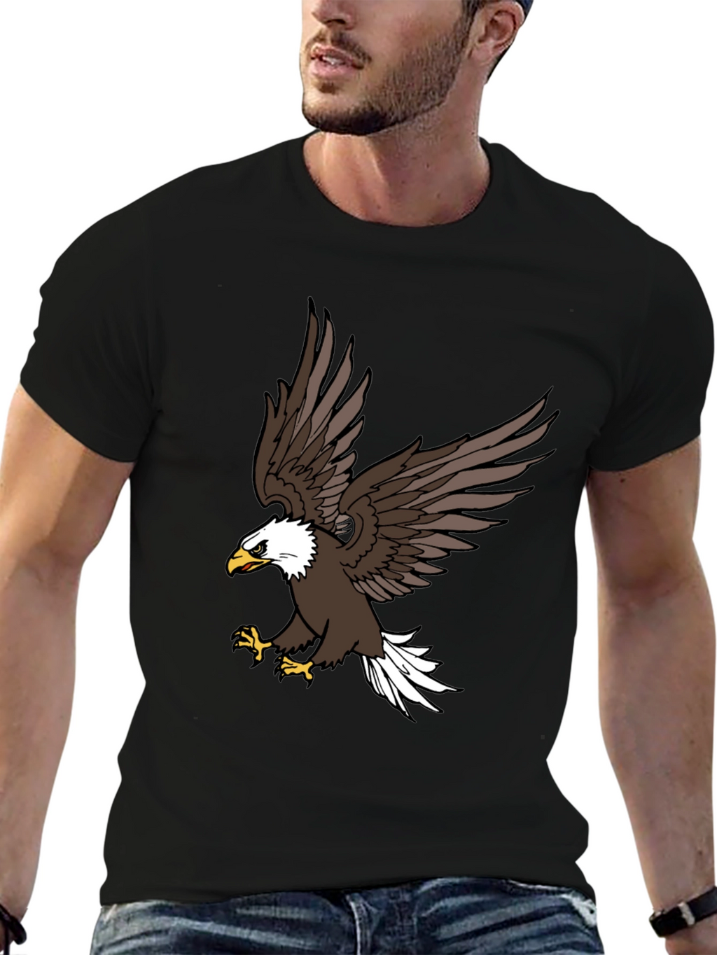 Mens Black Eagle Graphic T-Shirt