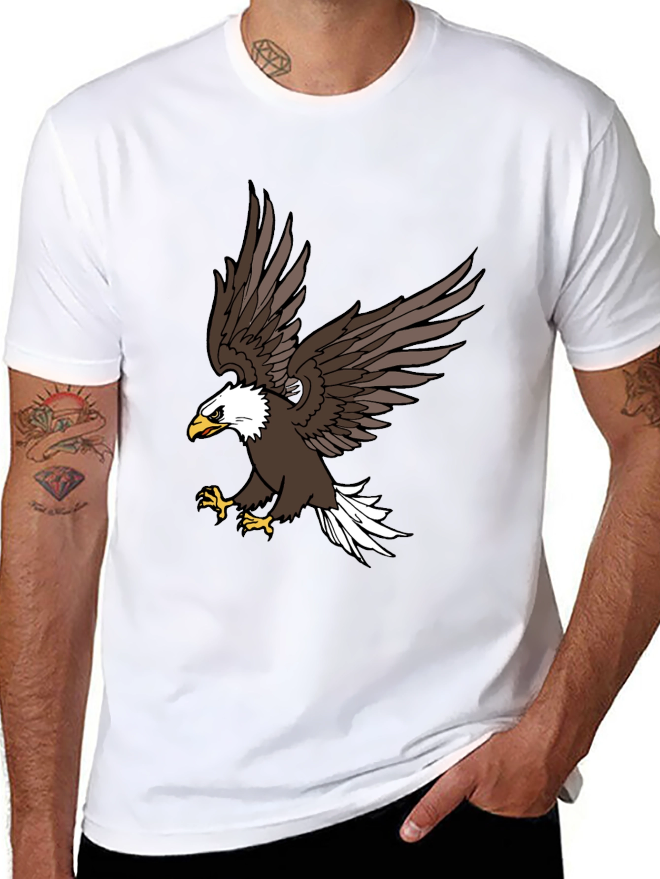 Mens Black Eagle Graphic T-Shirt