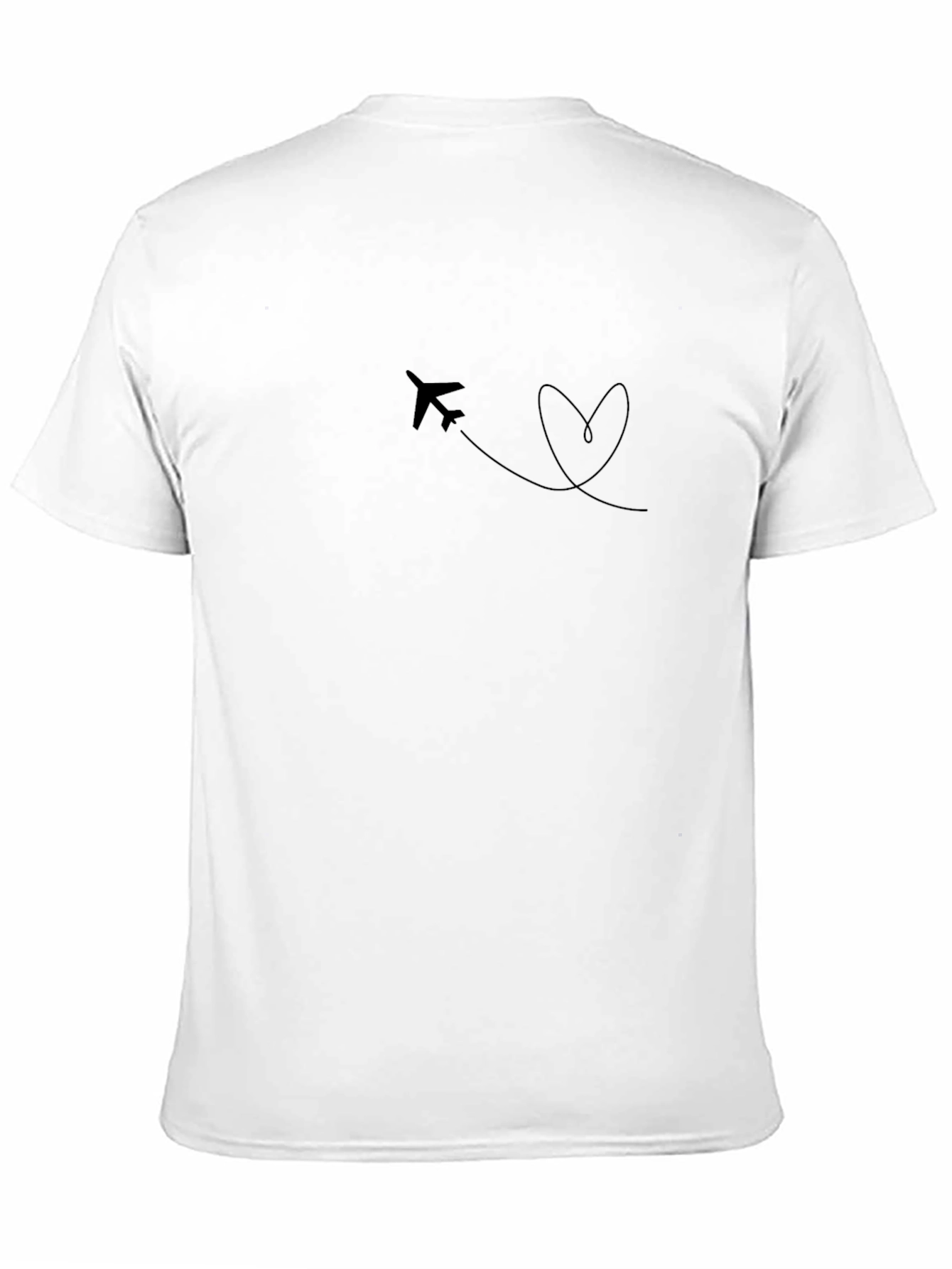 Minimalist Airplane Heart Trail Black T-Shirt