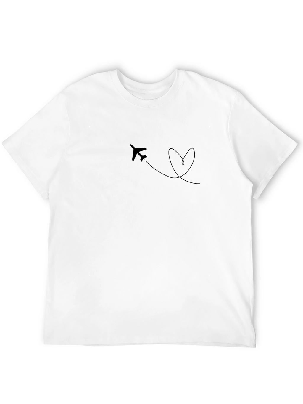 Minimalist Airplane Heart Trail Black T-Shirt