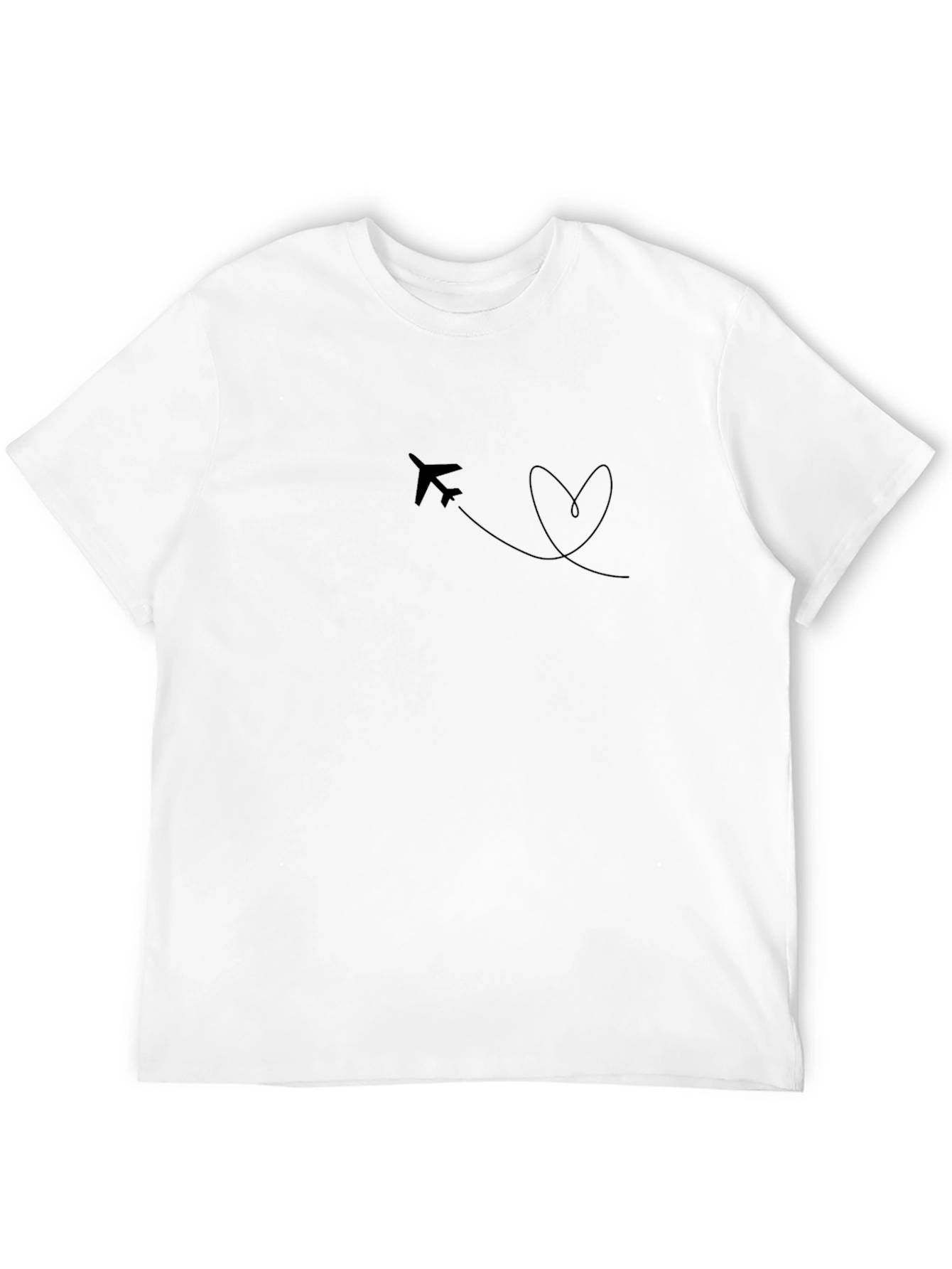 Minimalist Airplane Heart Trail Black T-Shirt