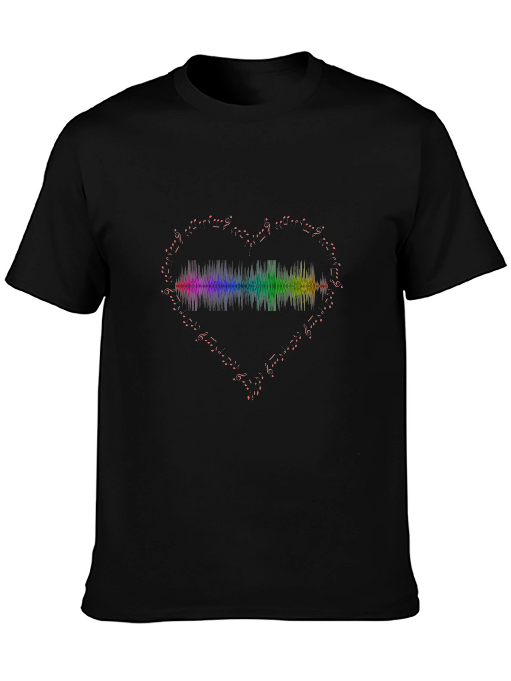 Rainbow Heartbeat Music Note Graphic Tee