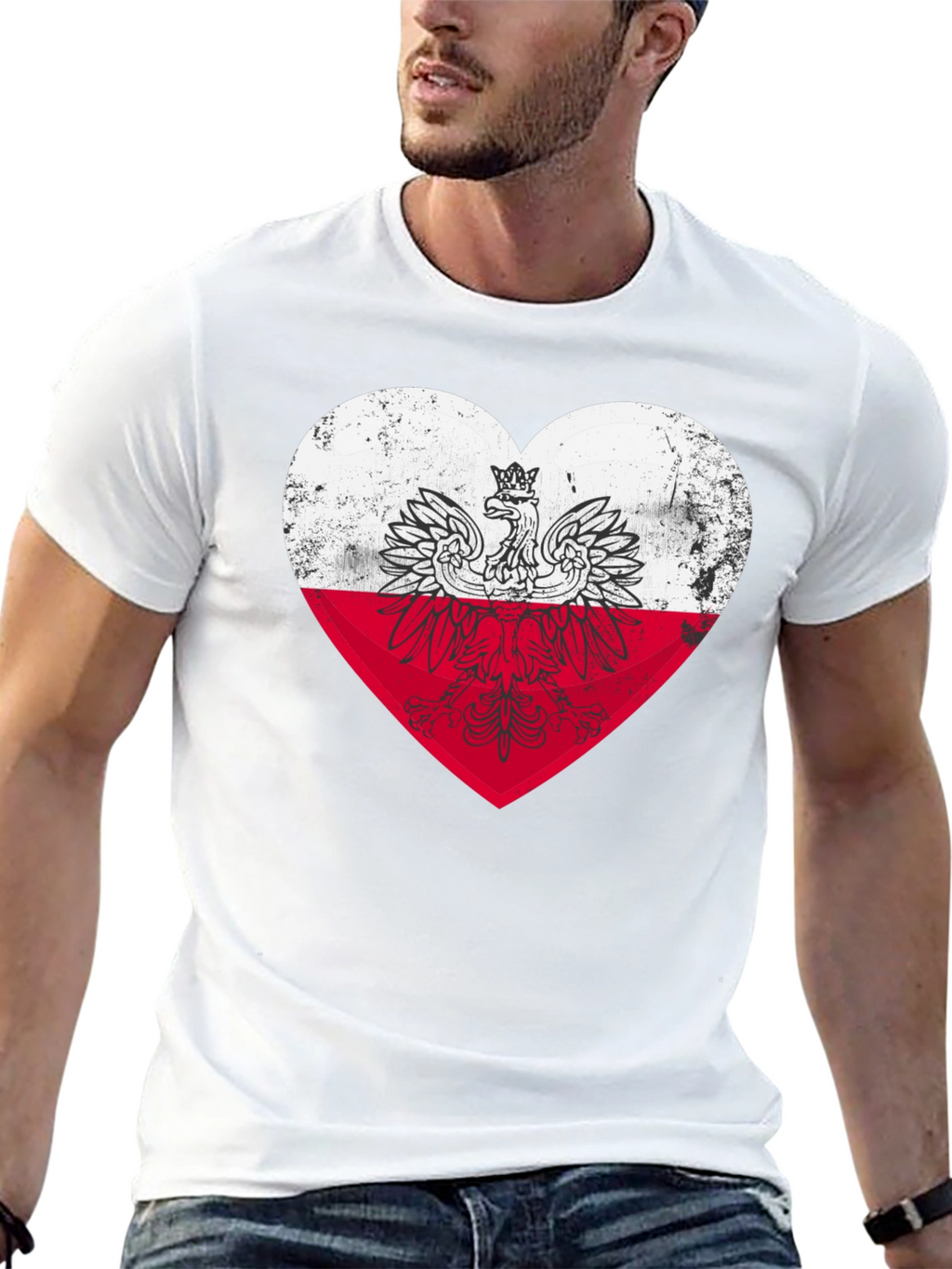 Poland Heart Flag Graphic Tee - Black T-Shirt