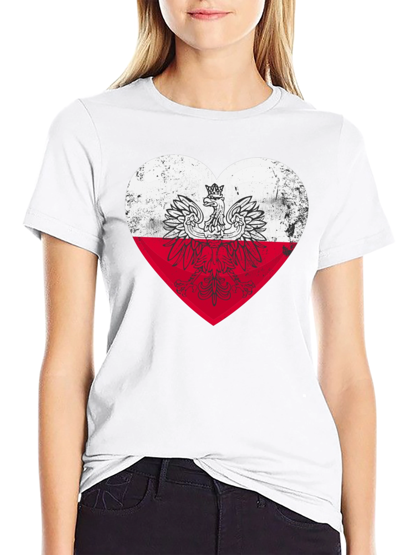 Poland Heart Flag Graphic Tee - Black T-Shirt