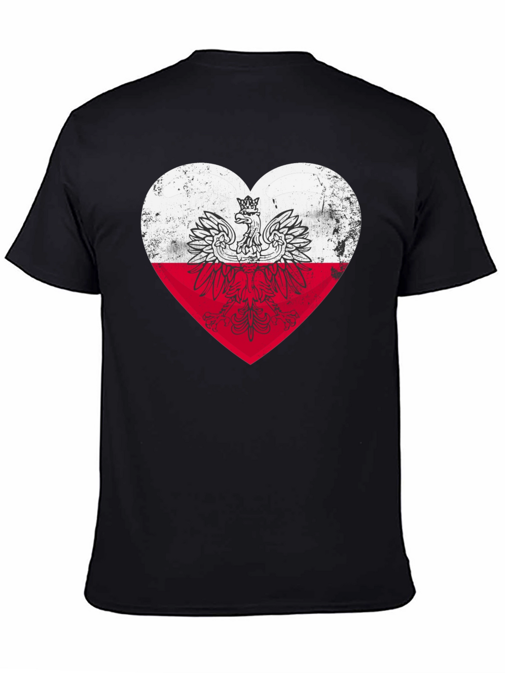 Poland Heart Flag Graphic Tee - Black T-Shirt
