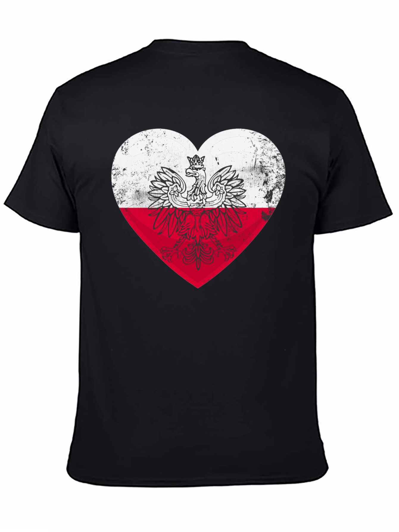 Poland Heart Flag Graphic Tee - Black T-Shirt
