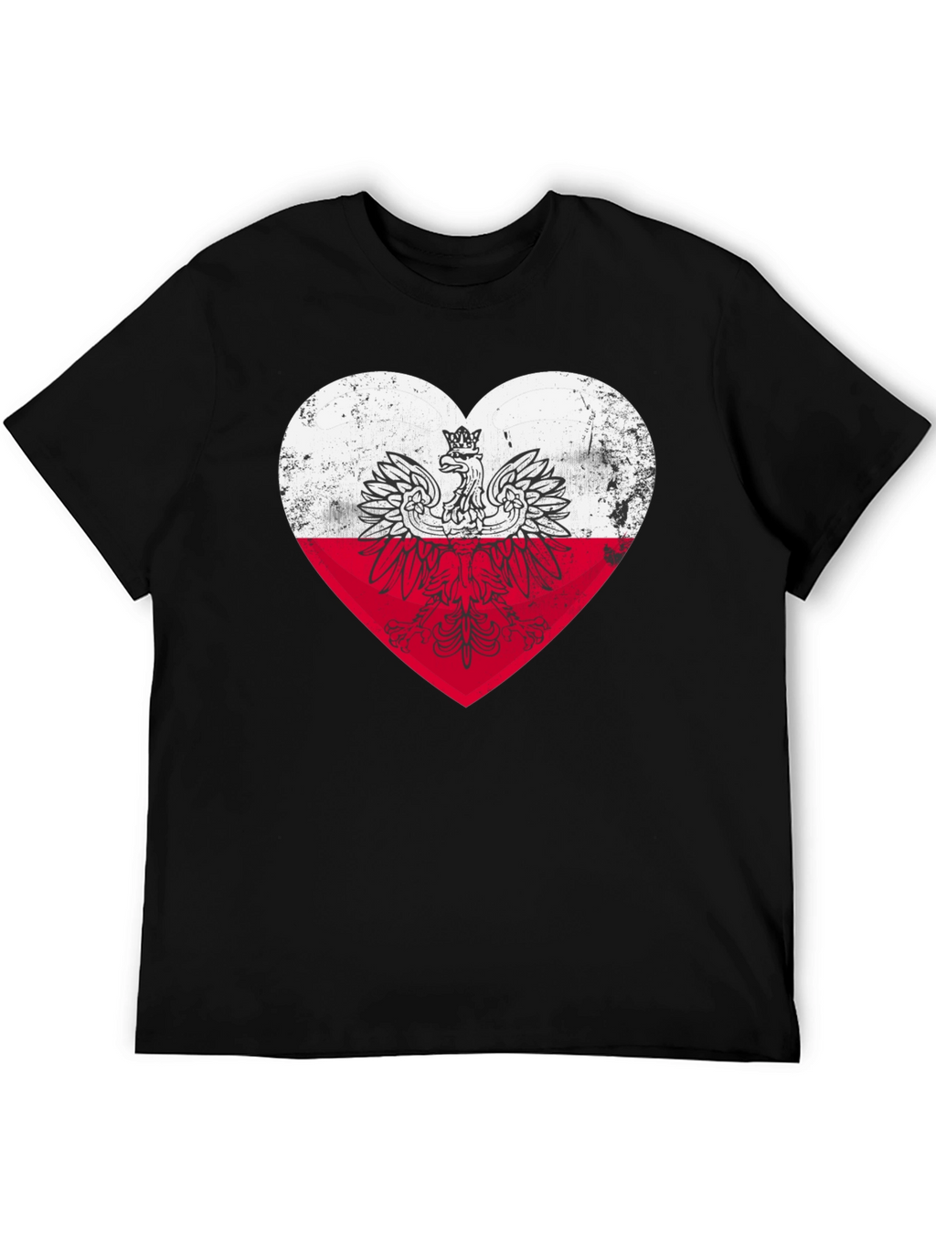 Poland Heart Flag Graphic Tee - Black T-Shirt
