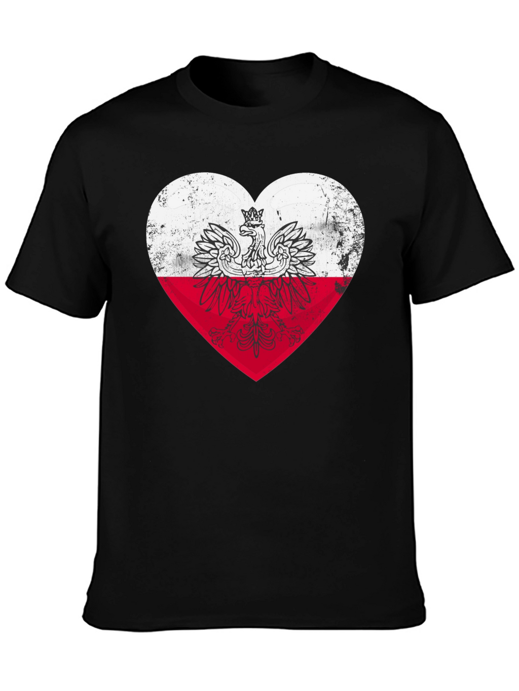 Poland Heart Flag Graphic Tee - Black T-Shirt