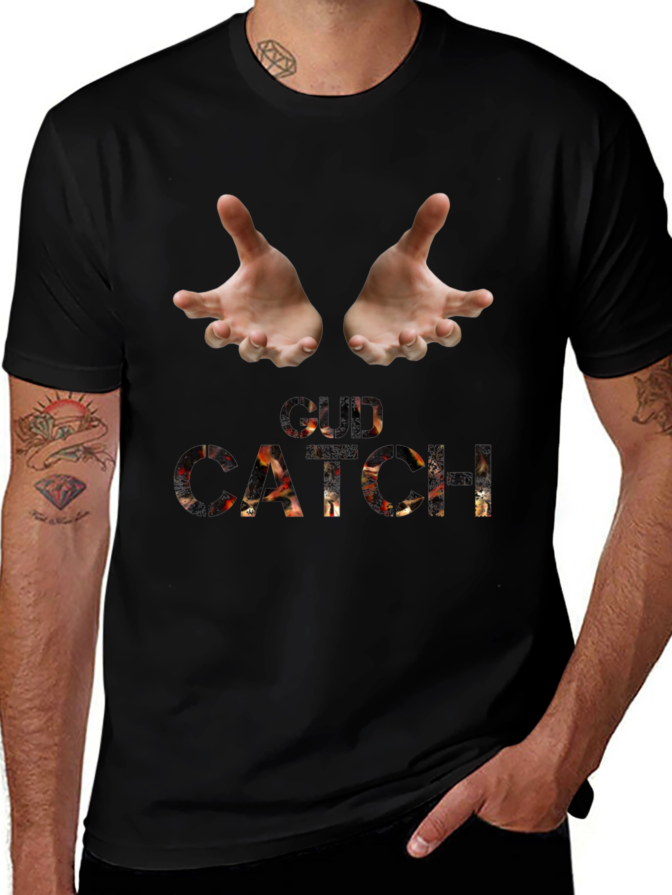 Catch Graphic Tee - Black Cotton Blend