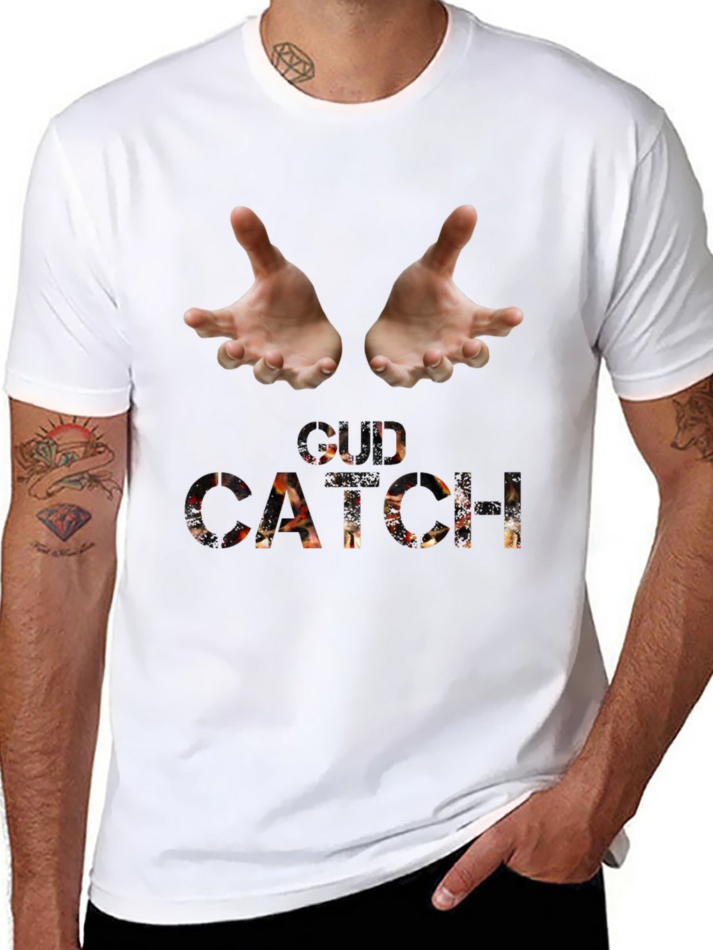 Catch Graphic Tee - Black Cotton Blend