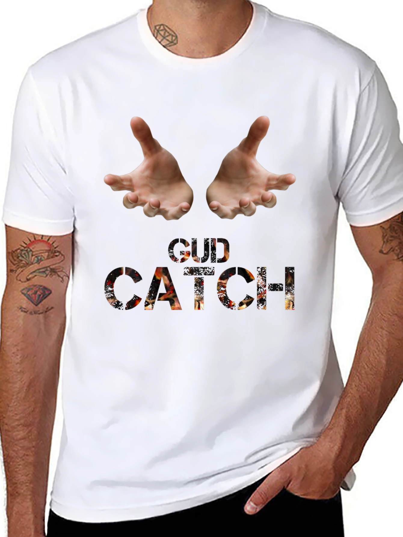 Catch Graphic Tee - Black Cotton Blend
