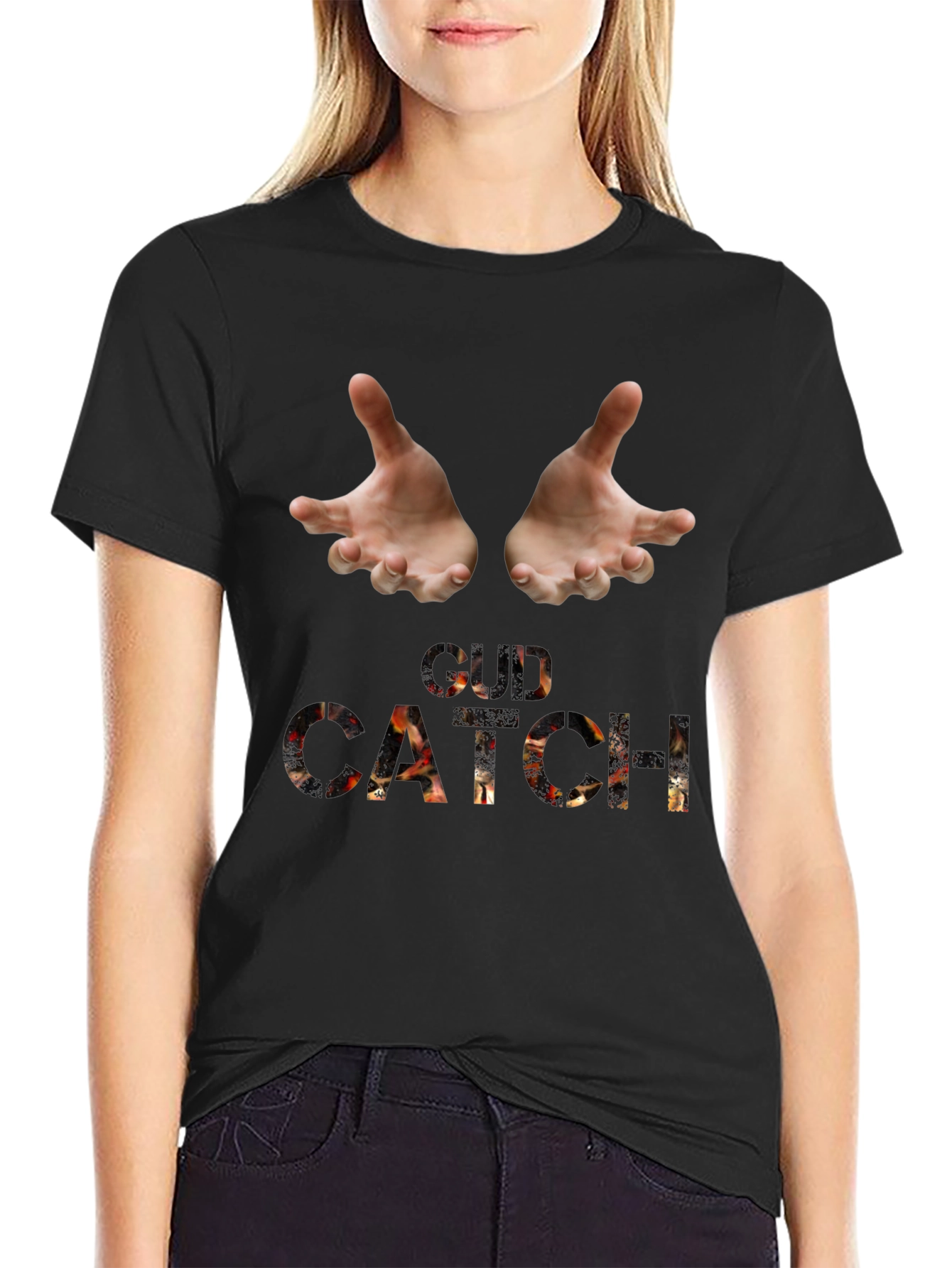 Catch Graphic Tee - Black Cotton Blend