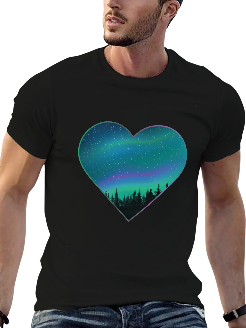 Northern Lights Heart Graphic Tee