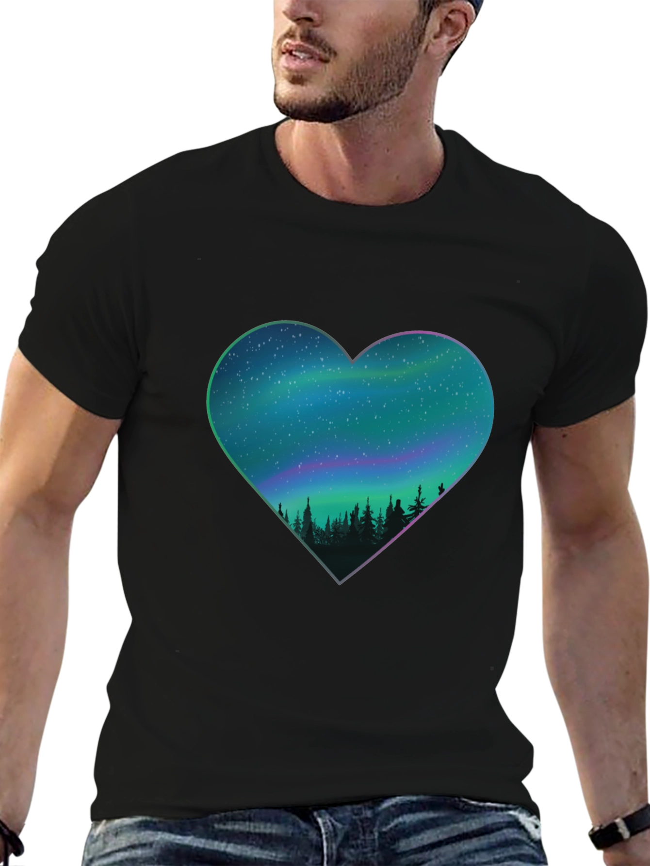 Northern Lights Heart Graphic Tee