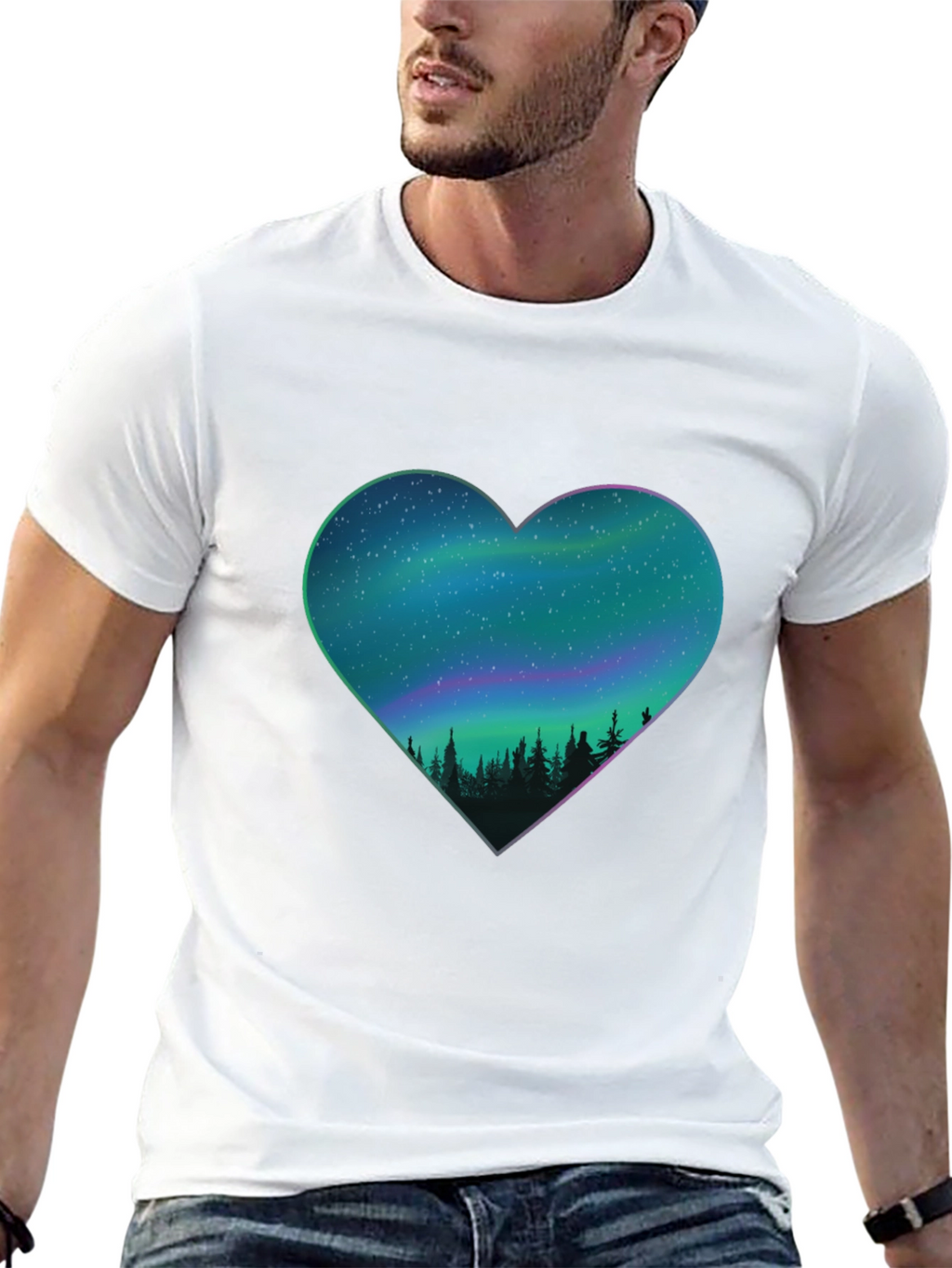 Northern Lights Heart Graphic Tee