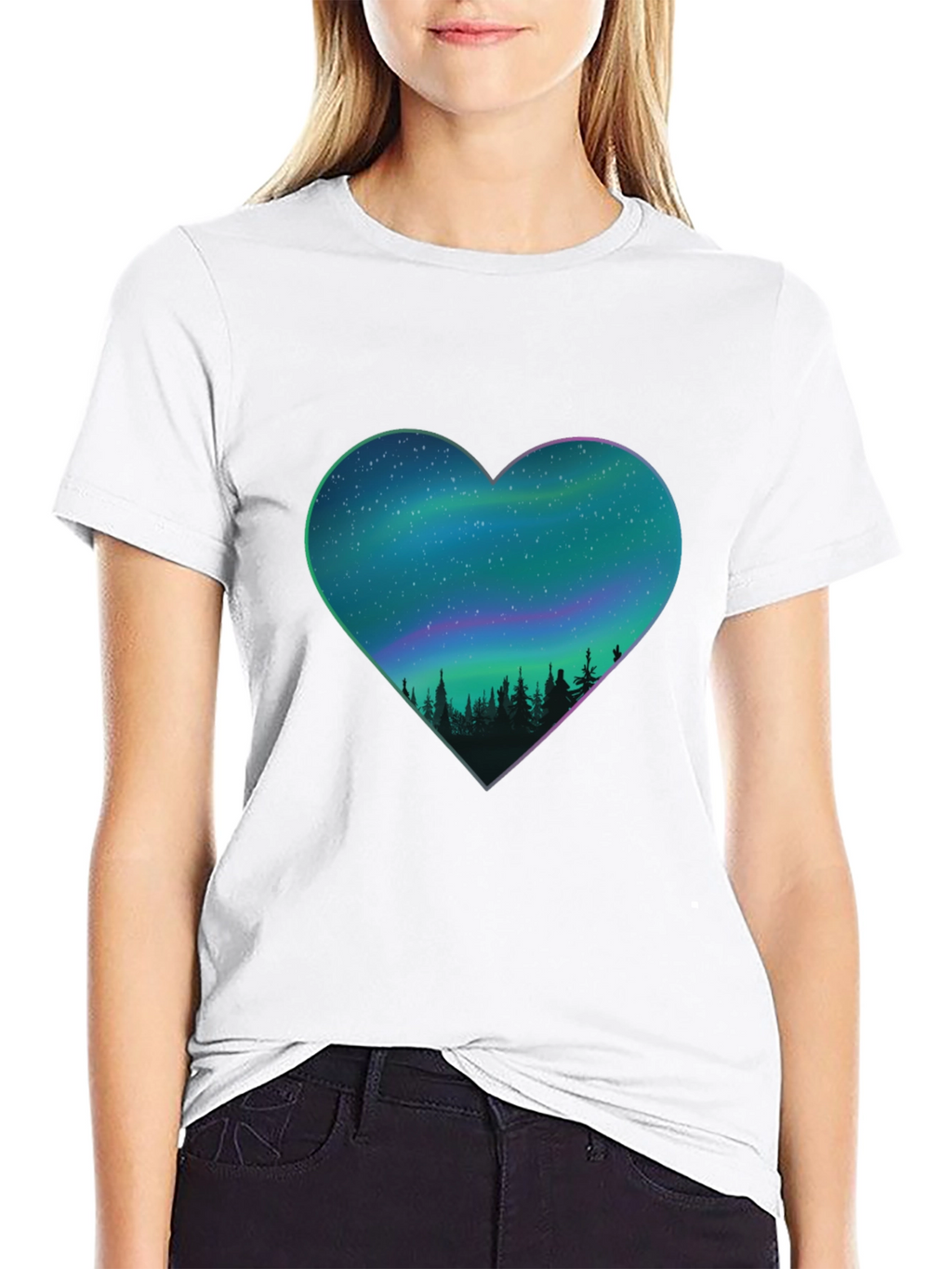 Northern Lights Heart Graphic Tee
