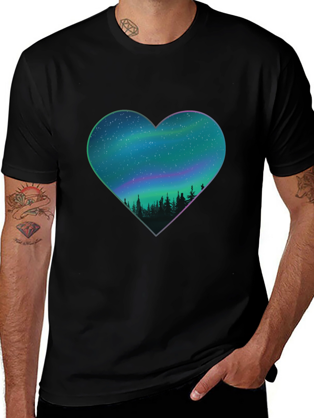 Northern Lights Heart Graphic Tee