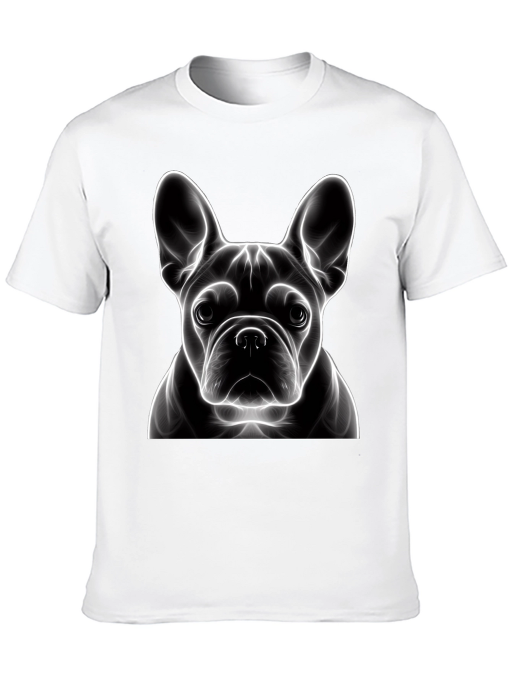 Neon French Bulldog Graphic Tee - Modern Art Shirt
