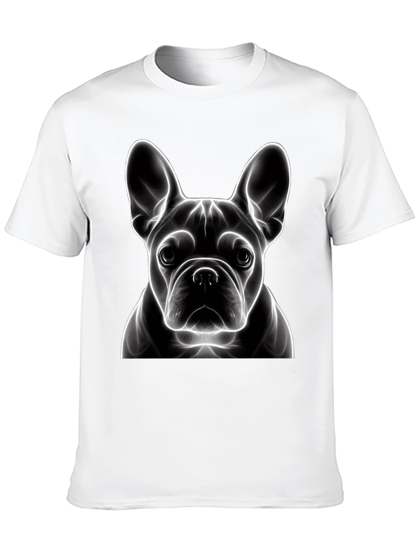 Neon French Bulldog Graphic Tee - Modern Art Shirt