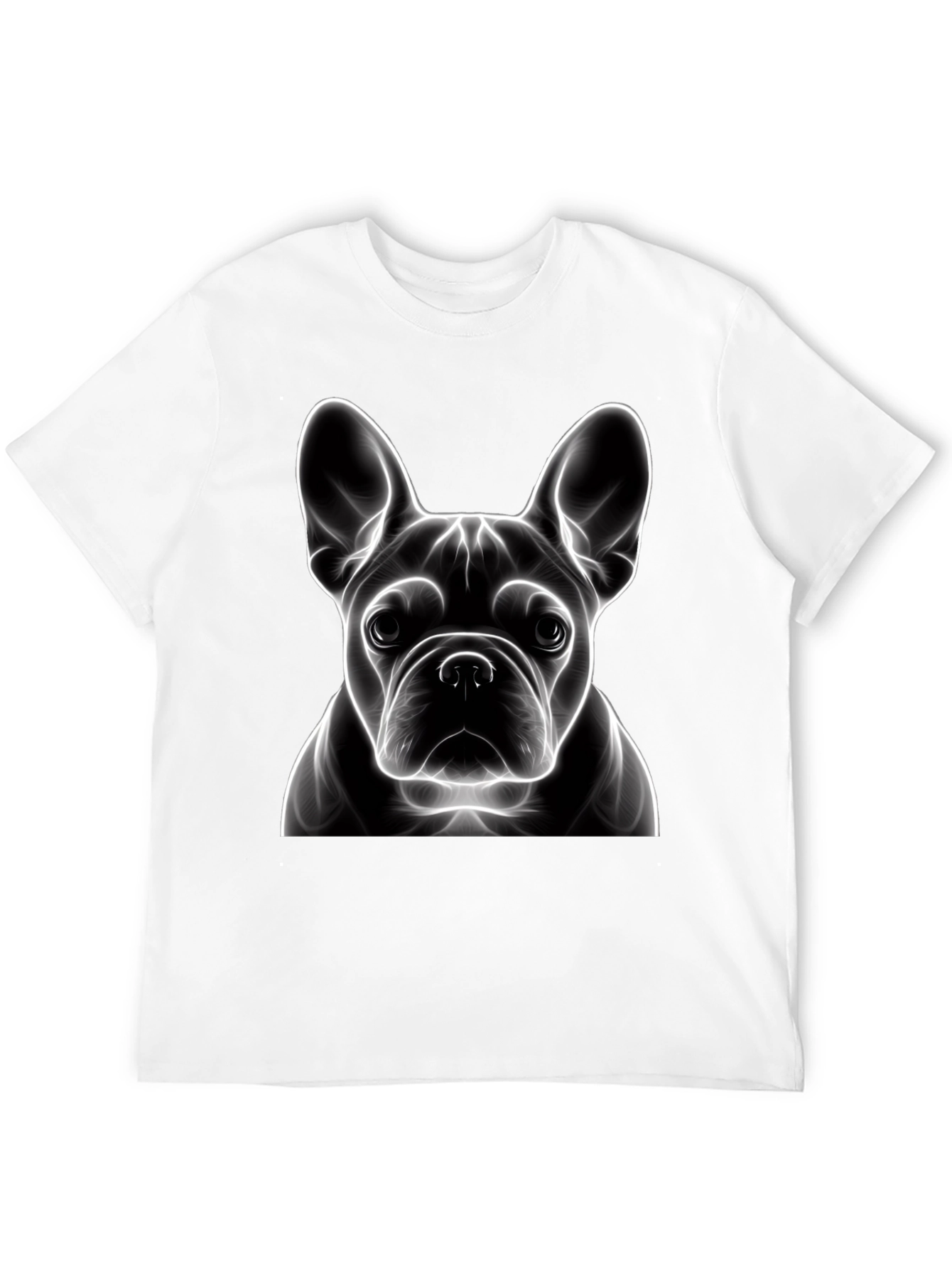 Neon French Bulldog Graphic Tee - Modern Art Shirt