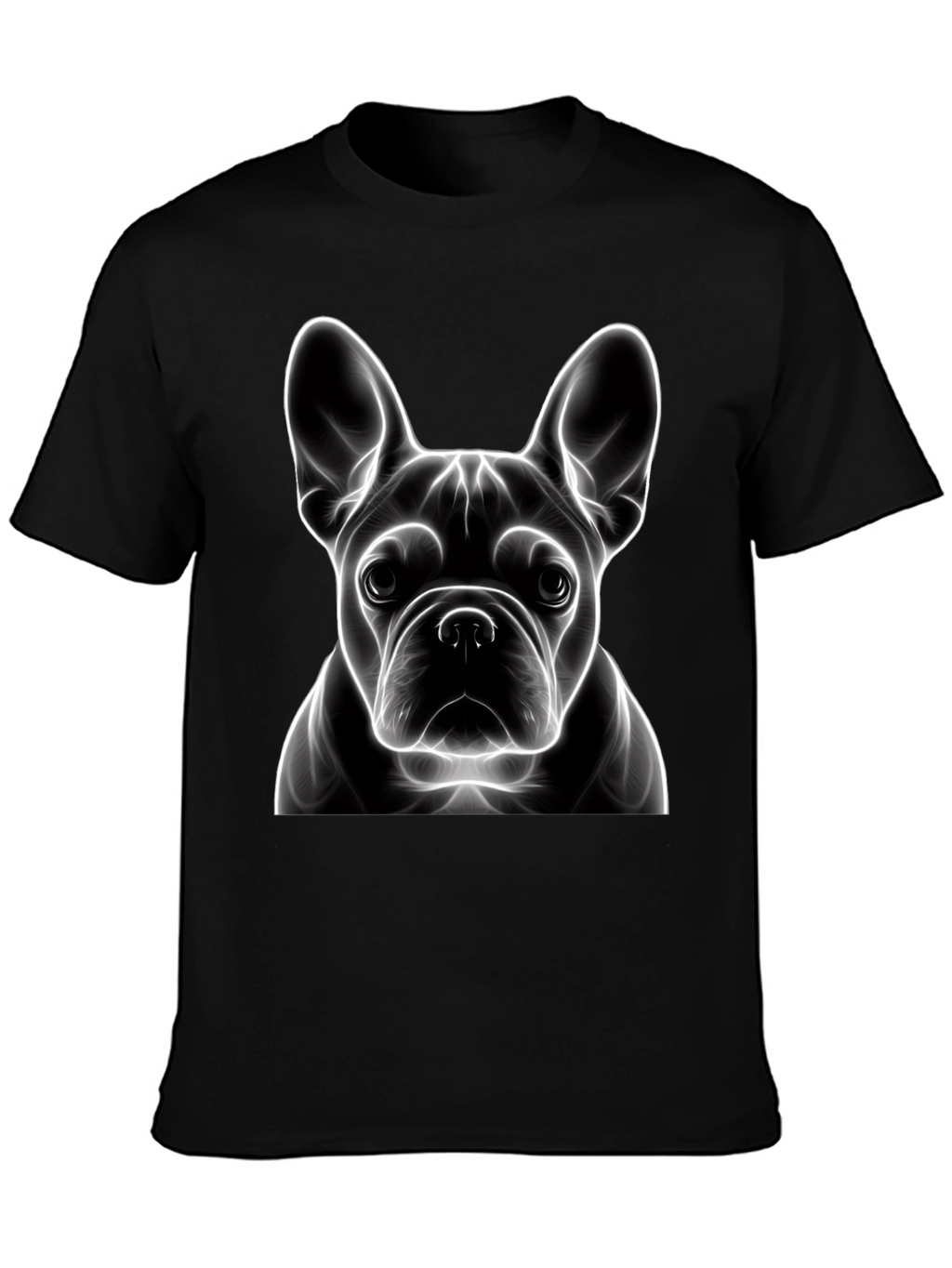 Neon French Bulldog Graphic Tee - Modern Art Shirt