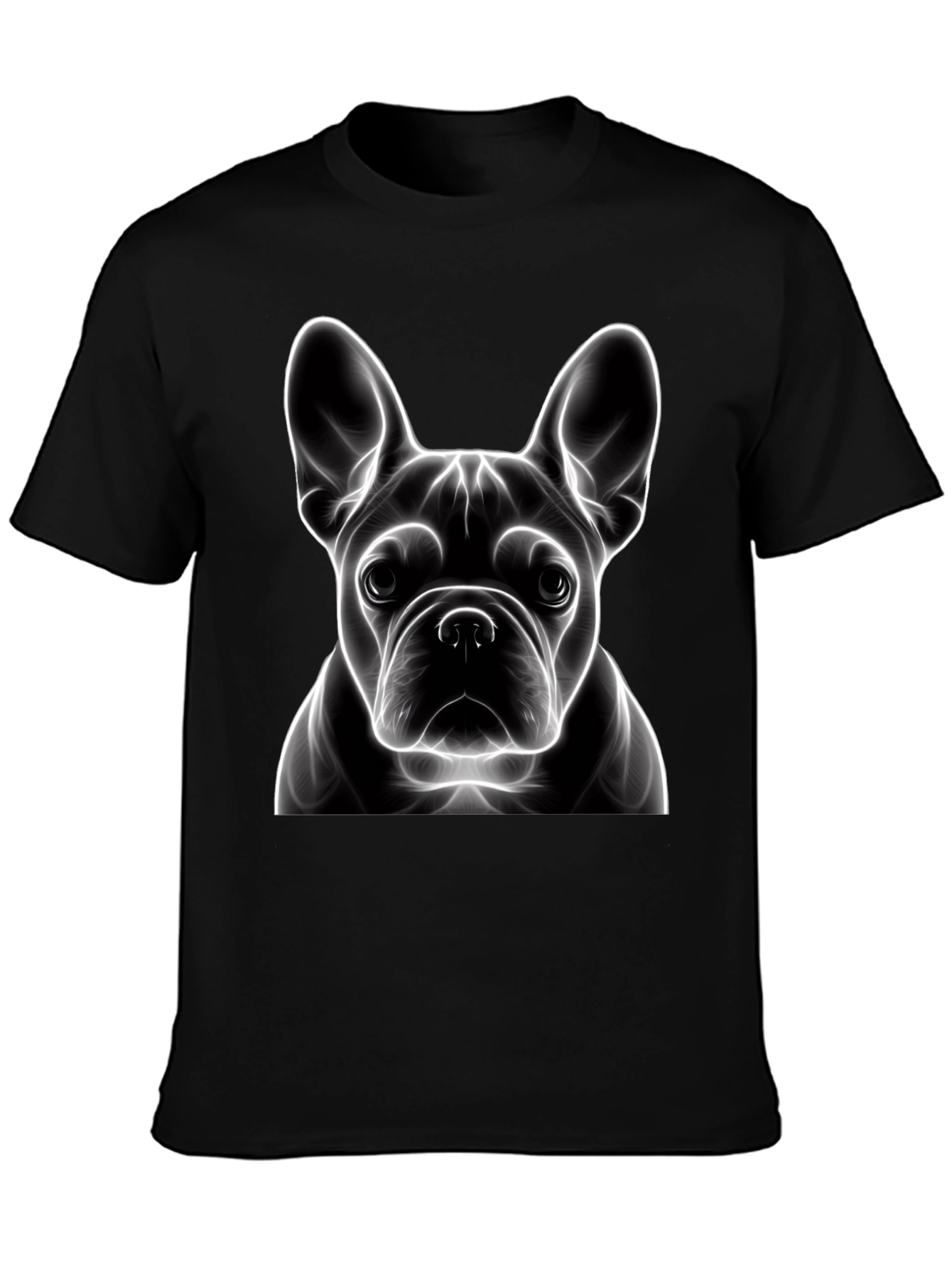 Neon French Bulldog Graphic Tee - Modern Art Shirt