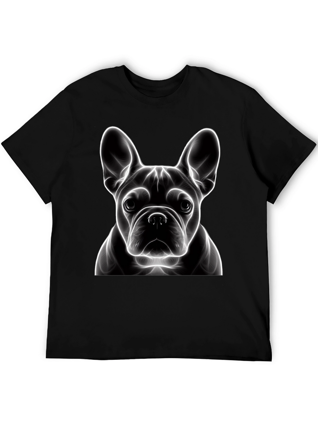 Neon French Bulldog Graphic Tee - Modern Art Shirt