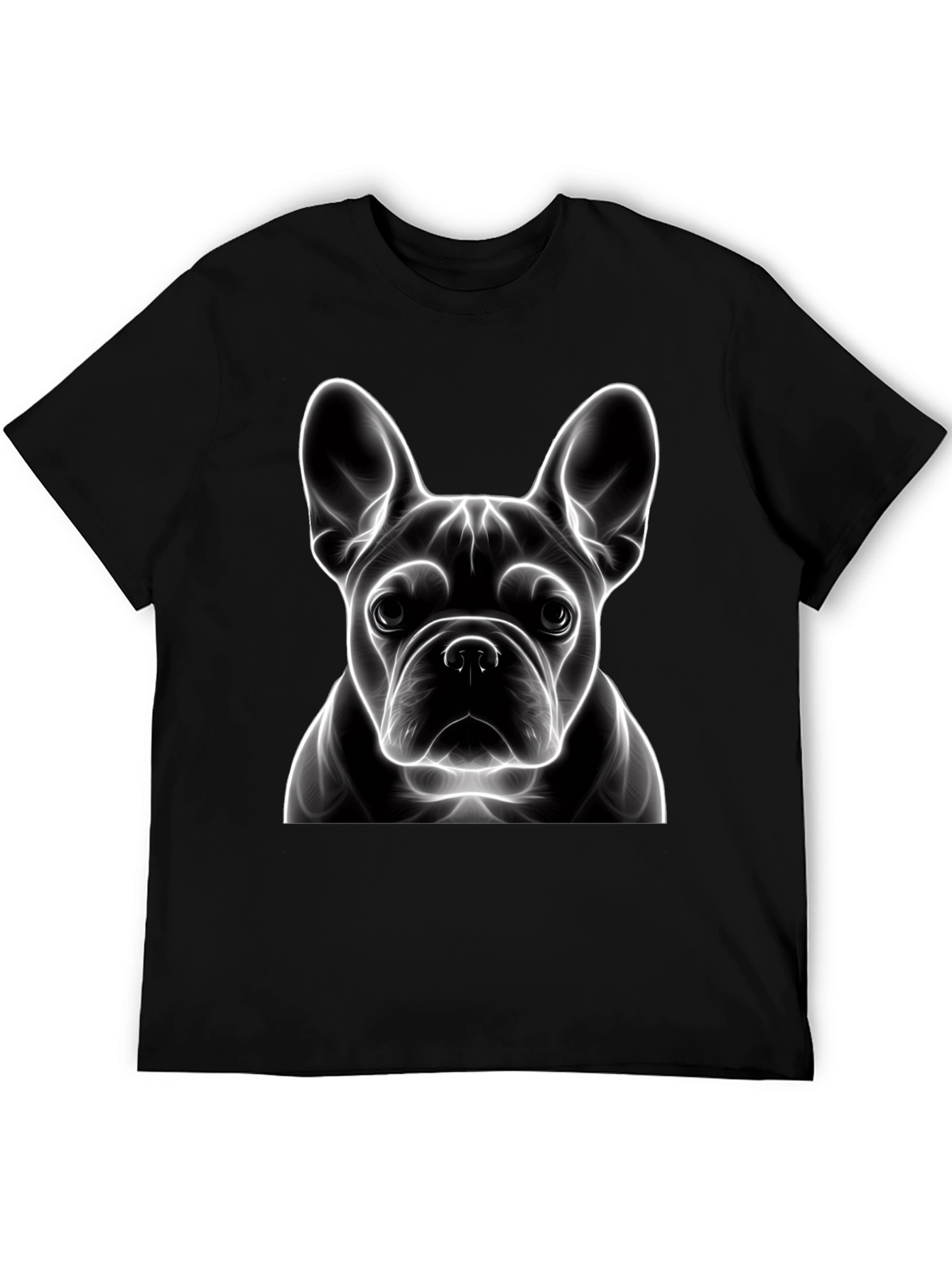Neon French Bulldog Graphic Tee - Modern Art Shirt