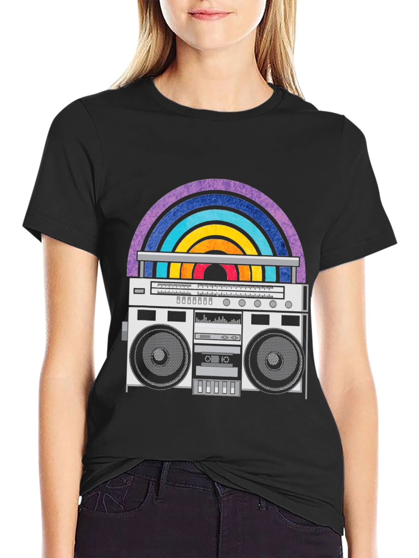 Retro Boombox Graphic Tee - Vintage 80s Vibe!