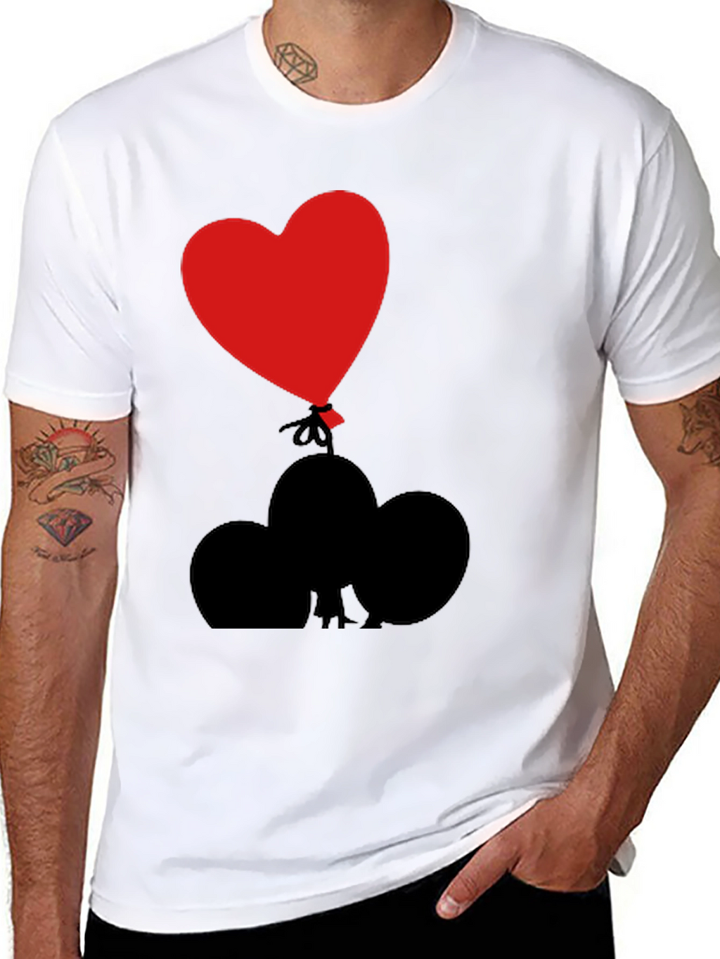 Heart Balloon Graphic Tee - Black