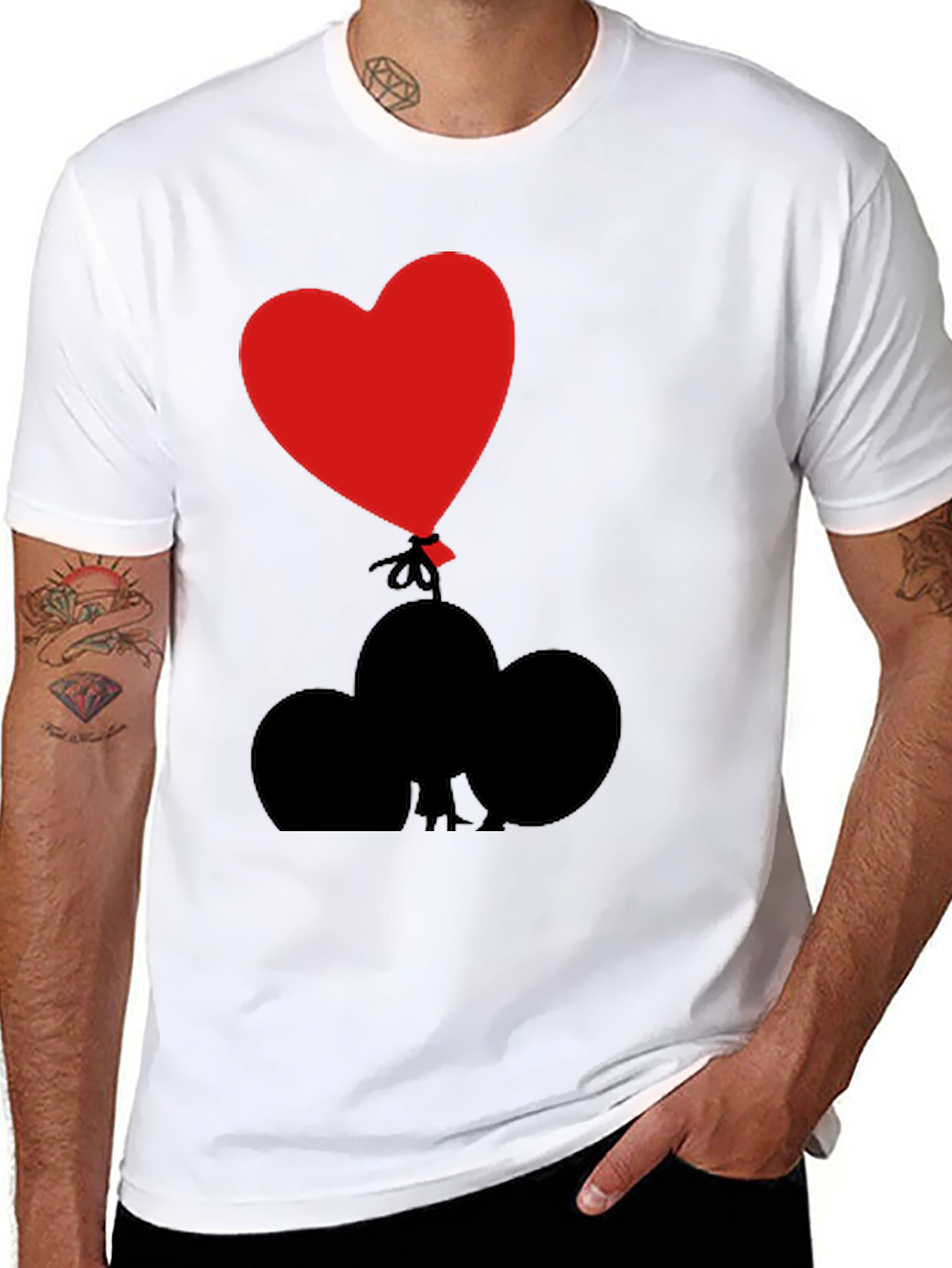 Heart Balloon Graphic Tee - Black