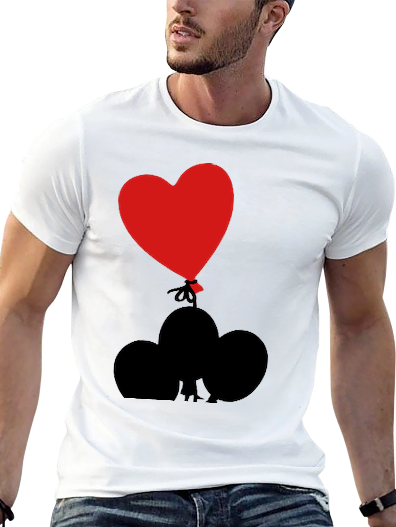 Heart Balloon Graphic Tee - Black