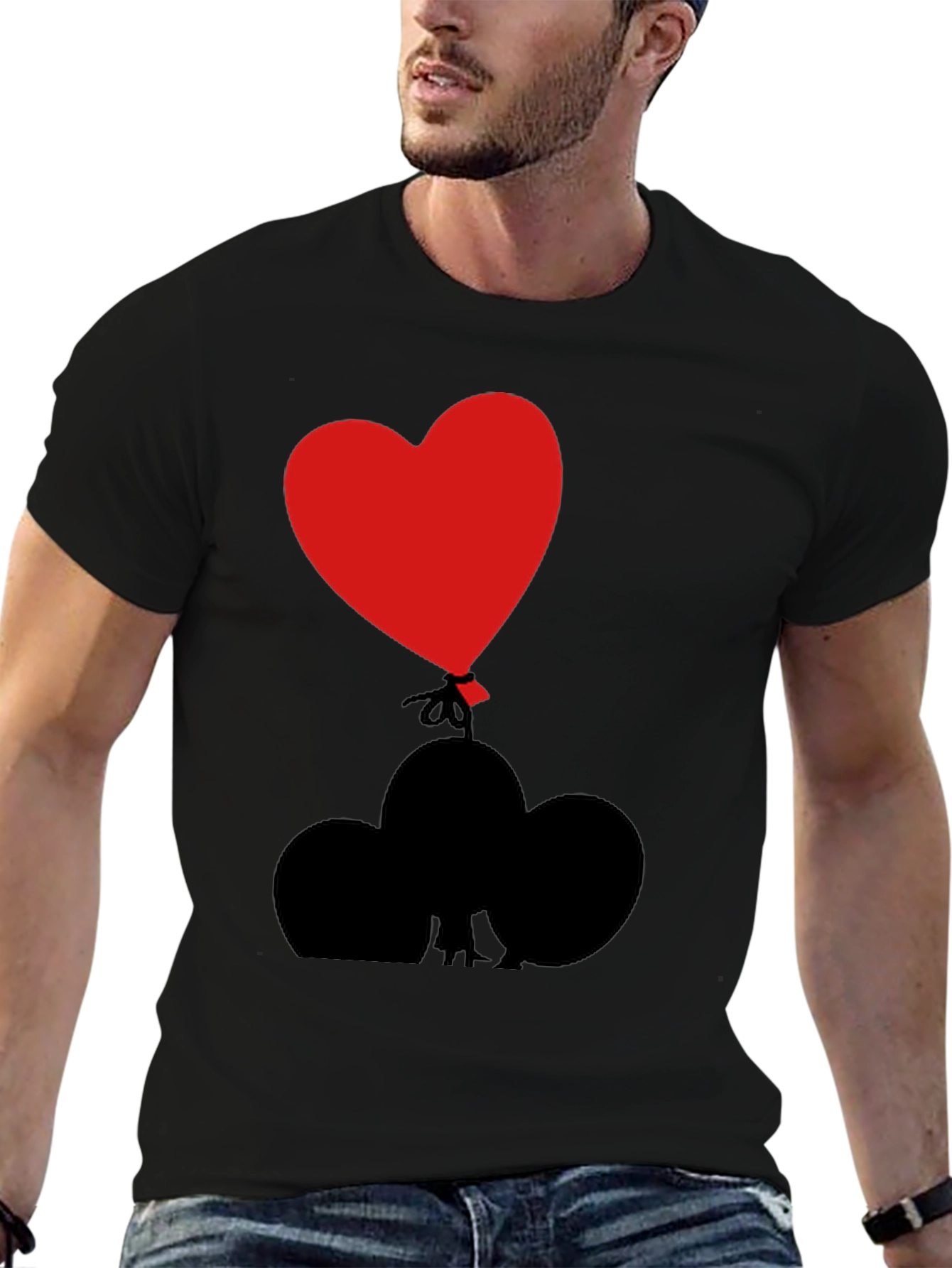 Heart Balloon Graphic Tee - Black