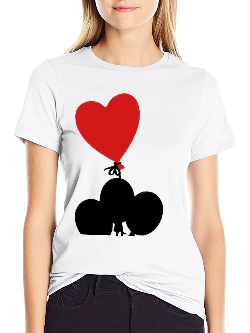 Heart Balloon Graphic Tee - Black