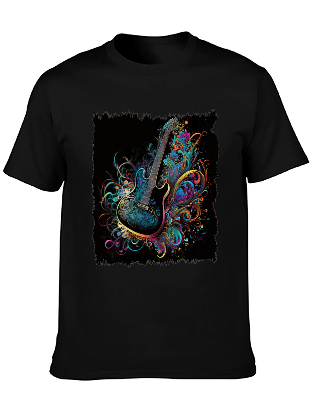 Electric Guitar Art T-Shirt - Black Cotton Tee
