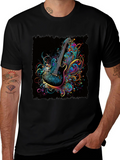 Electric Guitar Art T-Shirt - Black Cotton Tee