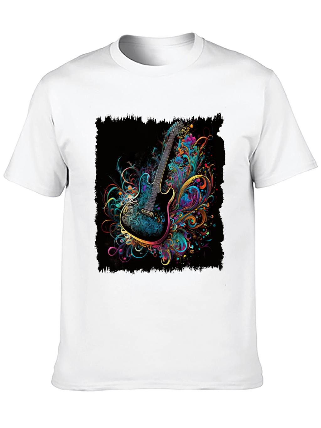 Electric Guitar Art T-Shirt - Black Cotton Tee